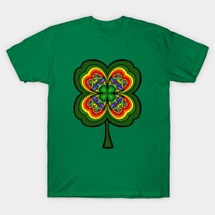 ST PATRICKS Day Lucky Four Leaf Clover T-Shirt